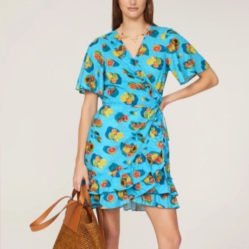 🍋 Rachel Antonoff Abby Ruffle Wrap Dress 🍊